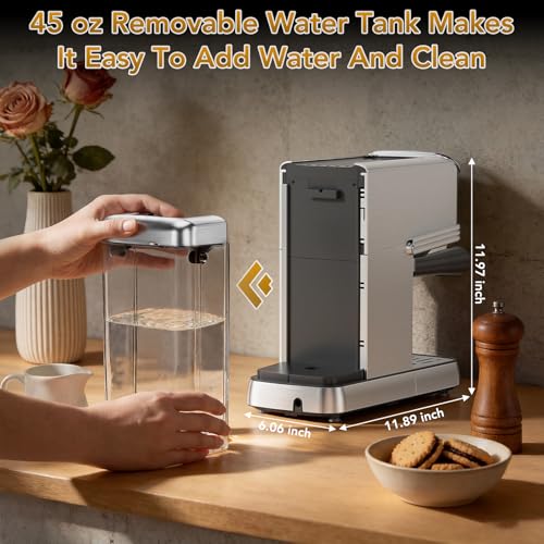 Image of COWSAR 20 Bar Espresso Machine, Compact Espresso Maker with Steam Milk Frother, Stainless Steel Coffee Machine with 45oz Removable Water Tank, for Cappuccino,Latte&Cold Brew Home&Office