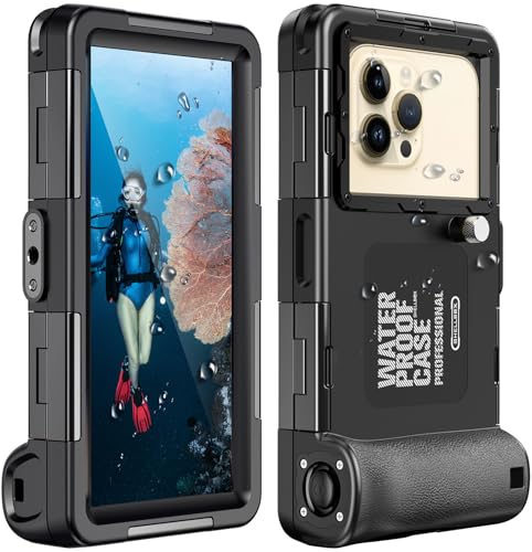 Waterproof Underwater Snorkeling Diving Phone Case for iPhone 17/Air/16/15/14/13/12/11 Pro Max Galaxy S25/S24/S23/S22，[50ft/15m] Professional Scuba Diving Case Underwater Photo Video Cover - Black