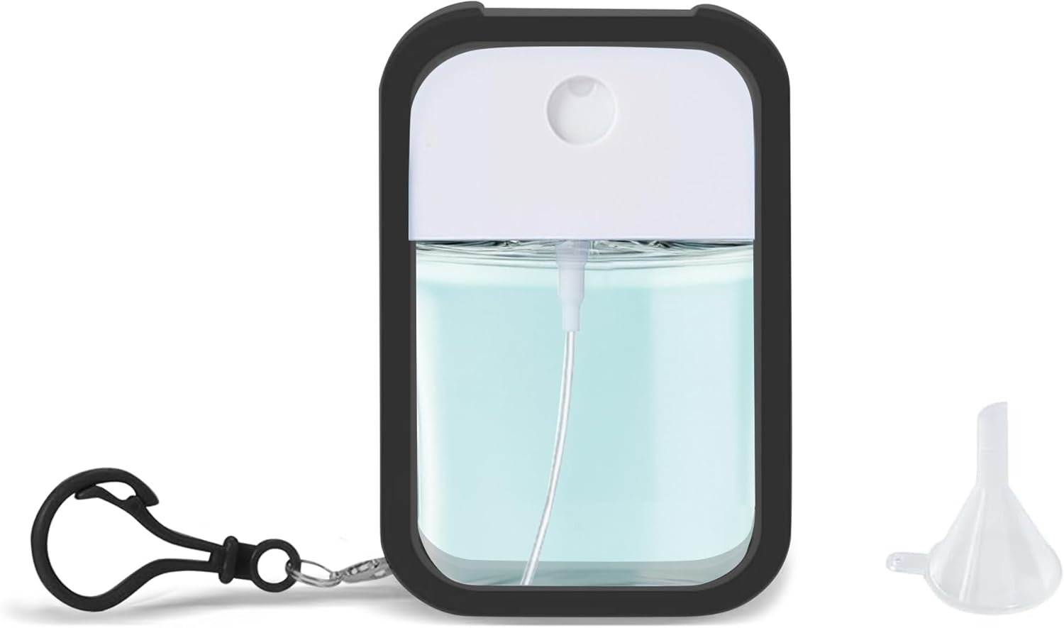 Refillable Hand Sanitizer Spray Bottle Keychain – 1oz / 30ml Leakproof Empty Spray Bottle with Silicone Case, Funnel & Clip,Moveable Mini Journey Sanitizer Holder for Purse, Pocket, Fitness center Bag