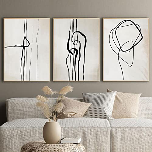 Peintures sur toile de salon KEBIA affiche art mural chambre décor noir beige 20x30cm