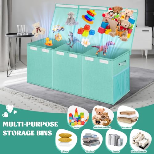 Image of Extra Large Toy Box with Lids, Collapsible Storage Bin, 38 inchx16 inchx14 inch, Green