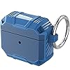 Beschermhoesje compatibel met AirPod 3e generatie, Airpods Case, beschermhoes, robuuste beschermhoes met sleutelhanger, LED frontaal zichtbaar, blauw