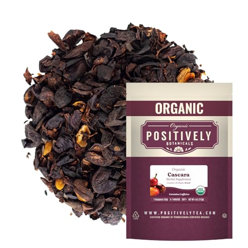 Organic Positively Botanicals Company, Cascara, Herbal Tea Loose Leaf Botanical, 4 Ounce
