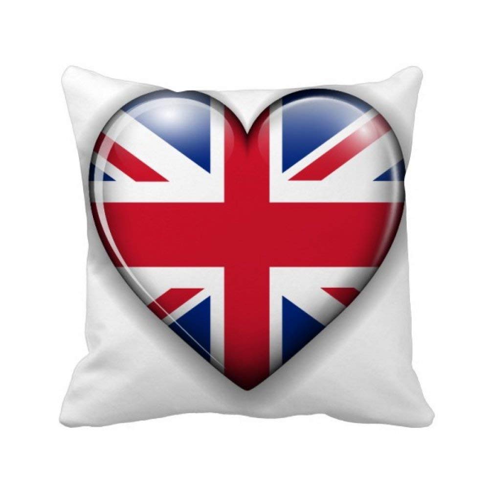 Coussin Union Jack coeur drapeau Royaume-Uni pour déco canapé 40x40cm