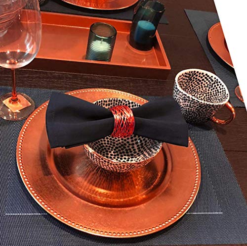 Image of SKAVIJ Handmade Twisted Wire Mesh Napkin Rings Holders Decor Dinner Party Wedding Thanksgiving Christmas Gathering (Red 6pcs)