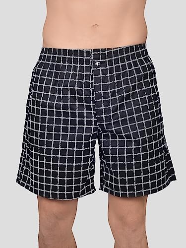 Image of Frenchie VIP 100% Cotton Yarn Dyed Relaxed Fit Printed Boxer Short Combo Set for Mens with Two Side Pockets