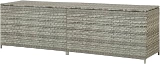 Keenso Garden Storage Box, Water Resistant PE Liner PE (polyethylene) Rattan 200x50x60 cm Grey Garden Storage Box for Gardener for Garden for Household