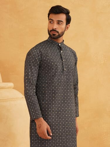 Sojanya (Since 1958 Men'S Cotton Linen Foil Printed Only Long Kurta2