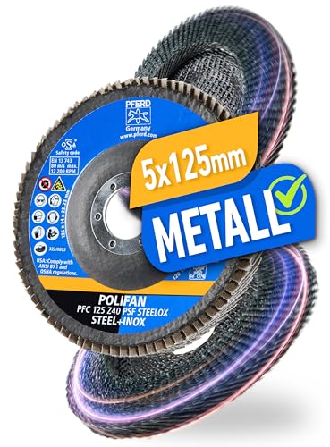 PFERD Polifan Serrated Washer Pack of 5 | Diameter 125 mm, Z 40, Conical, PSF Steelox | 69398192 - for Steel and Stainless Steel (INOX)