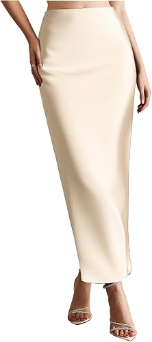 winkbay Women's Elegant Satin Skirts High Waisted Fishtail B