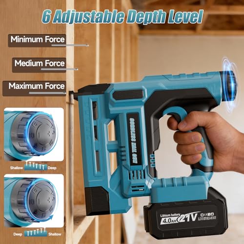 Miniatura 4 de Balyram Clavadora Electrica De Clavos Con Makk-Iita 18v, Grapadora Clavadora 2 En 1 18ga Con Batería 4.0ah, Cargador, Profundidad Ajustable, 1000 Clavos Y 1000 Grapas Incluidas Para Mejoras Del Hogar