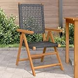 Genérico Sillas de jardín 2 uds Madera Maciza de Acacia y ratán PE Negro,Asientos de Exterior,Sillas de jardín-367651