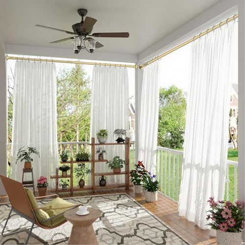 Image of Long Tension Rod 41-103inch Gold Tension Curtain Rods no Drilling | 1.26 inch Diameter Outdoor Curtain Rod for Patio,Windows,Anywhere Heavy Duty Spring Rods Adjustable