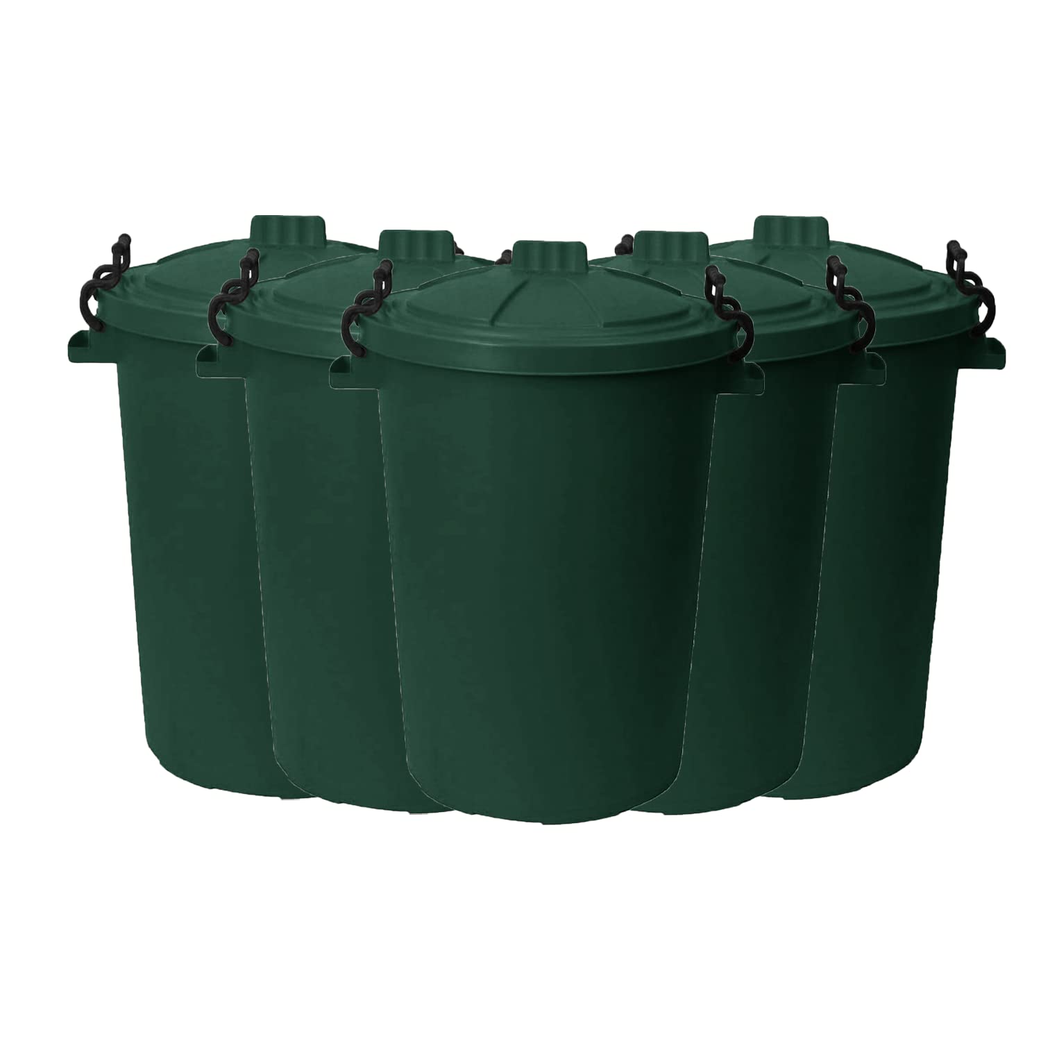 M1SS 50L Litre Heavy Duty Plastic Clip Lock Lid Bin Indoor or Outdoor Rubbish, Dustbin, Trash Can, Waste or Storage of Animal Feed. (5, Dark Green)