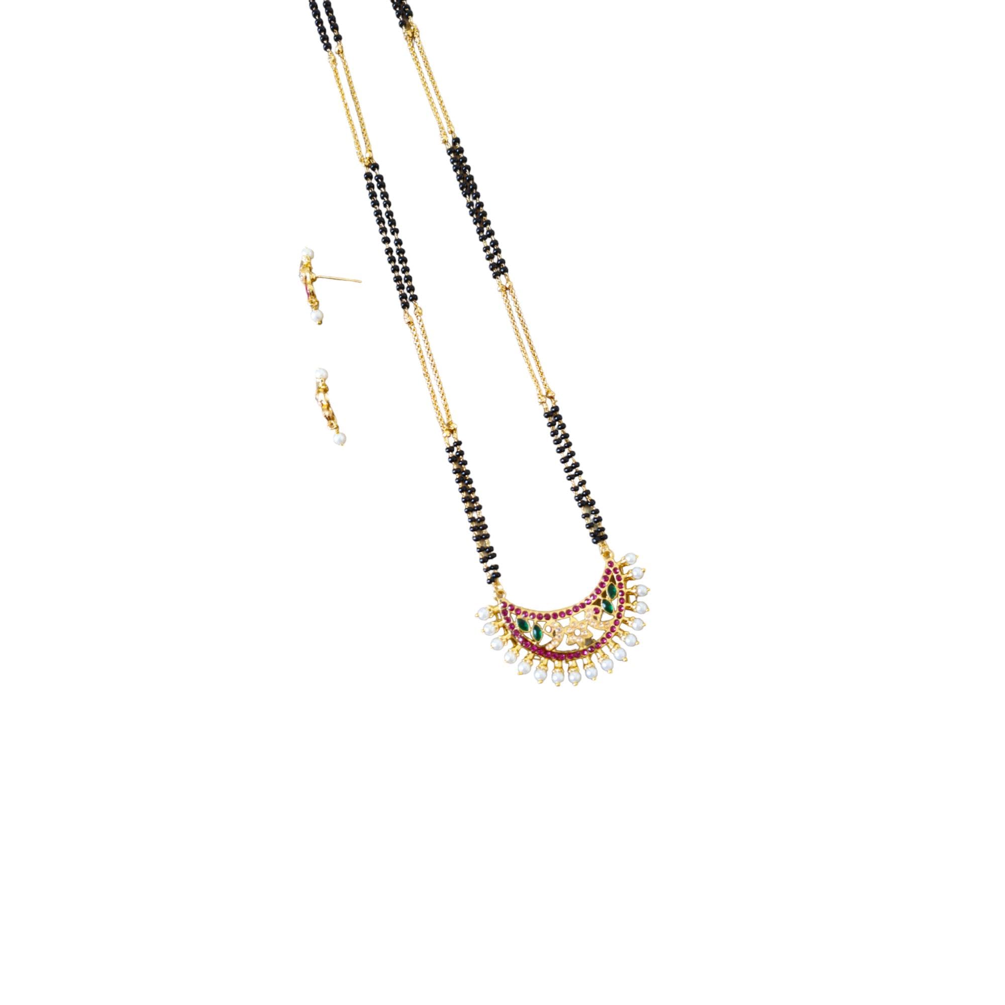 AAIKU American Diamond AD Pendant Traditional Gold Plated Neha Sar Long Mangalsutra with Earring Set for (36 Inch) (B0CXQ1W7NP) Amazon Price History, Amazon Price Tracker