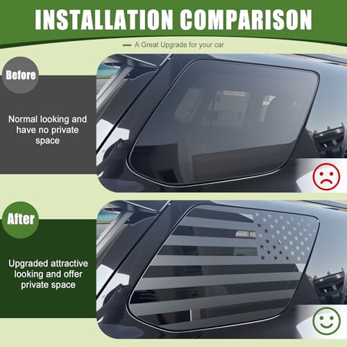 Image of 2PCS Rear Window Decals for 2010-2024 Toyota 4Runner 5th Gen Back Window Glass Side US Flag Sticker for 4 Runner SUV Exterior Accessories Matte Black (American Flag)