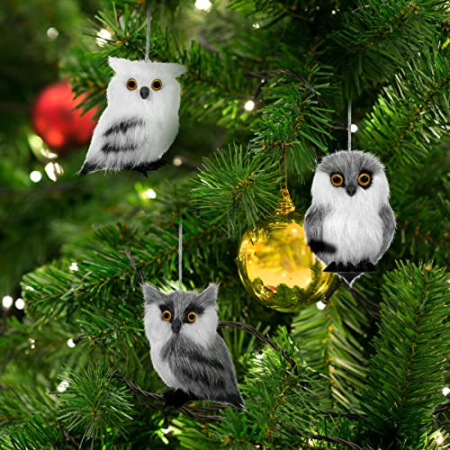 6 Pieces Plush Owl Christmas Ornaments Woodland Faux Fur Owl Ornaments Assorted Cute Small Owl Decor Furry Owl Decorative Hanging Ornaments For Home Christmas Tree Party Decoration (Cute Style) #TOP4