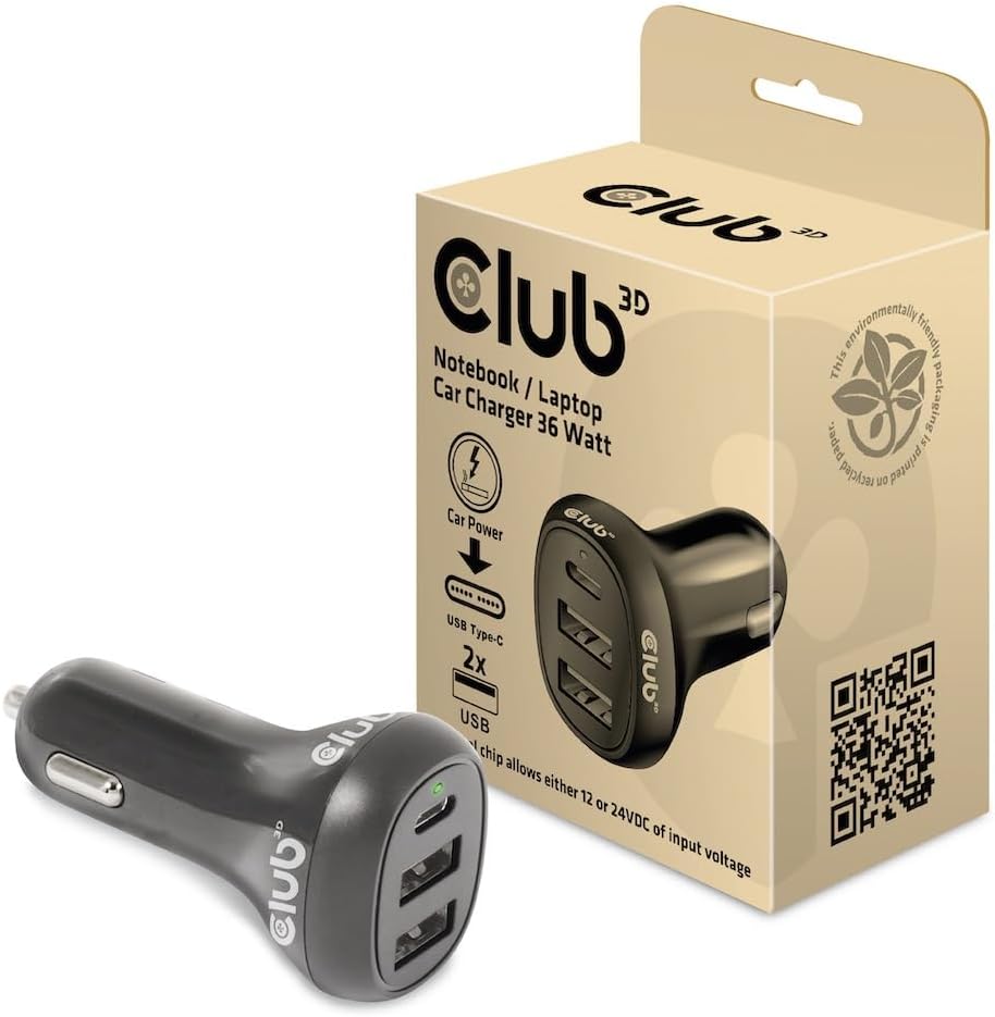 Club3D CAC-1921 12V 36W Car Charger for Laptop