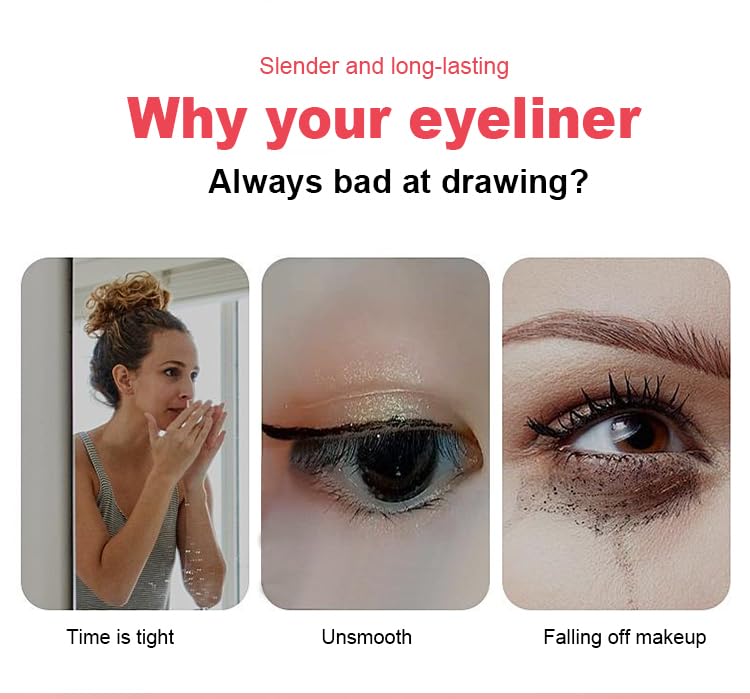 Winged Eyeliner Stamp Double Sided Negro Waterproof miniatura 4