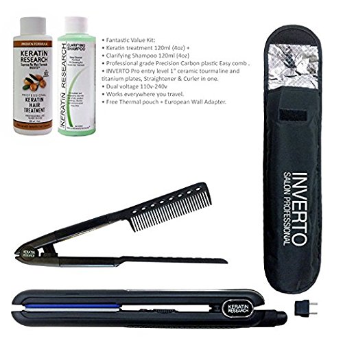 Brazilian Keratin Hair Blowout Treatment VALUE KIT I with Flat Iron and much