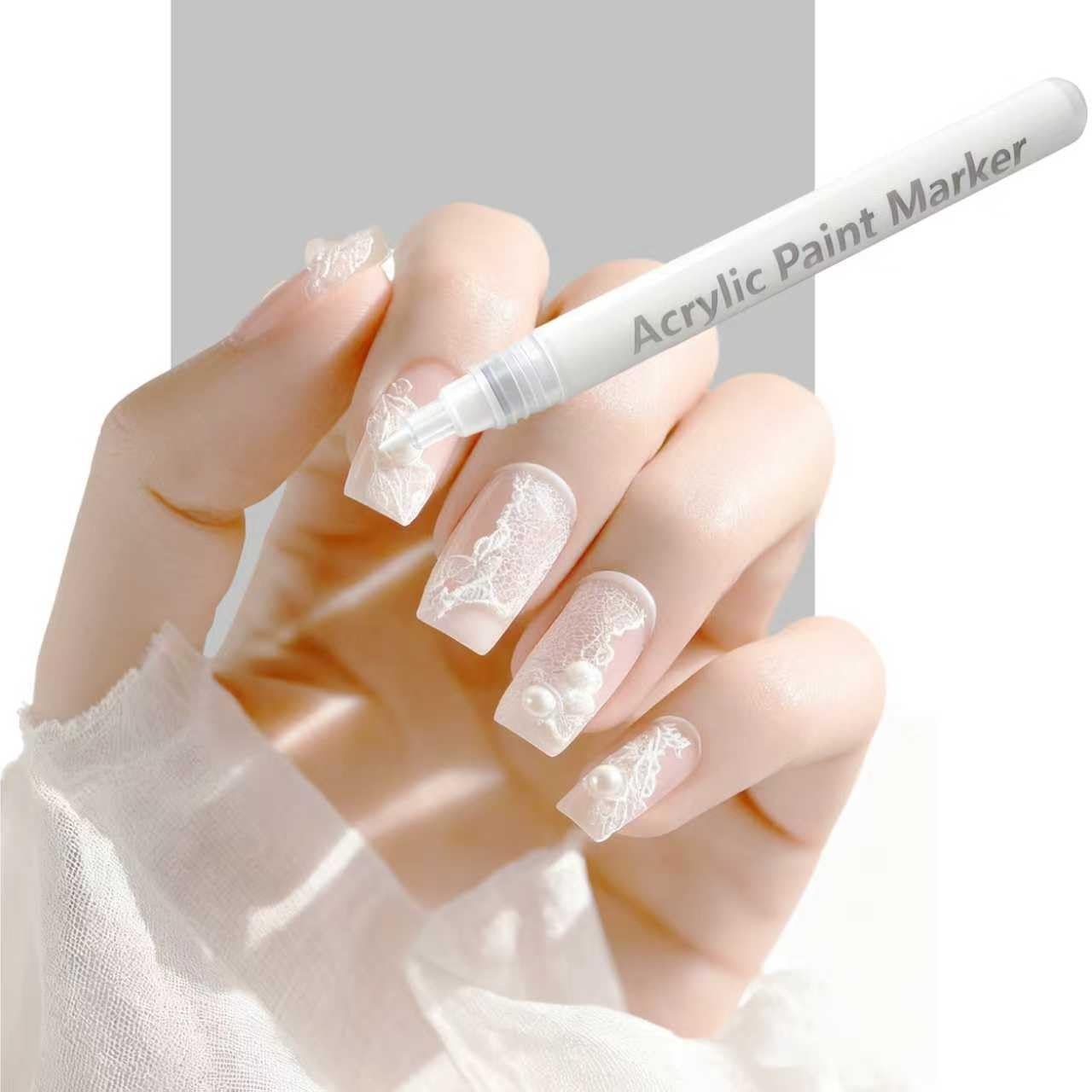 Nail Art Pen, 0.7mm Fine Tip Nail Polish Marker, Quick Dry Nail Paint Pen for DIY Drawing, French Manicure，Salon Style Nail Designs - 1 PCS (White)