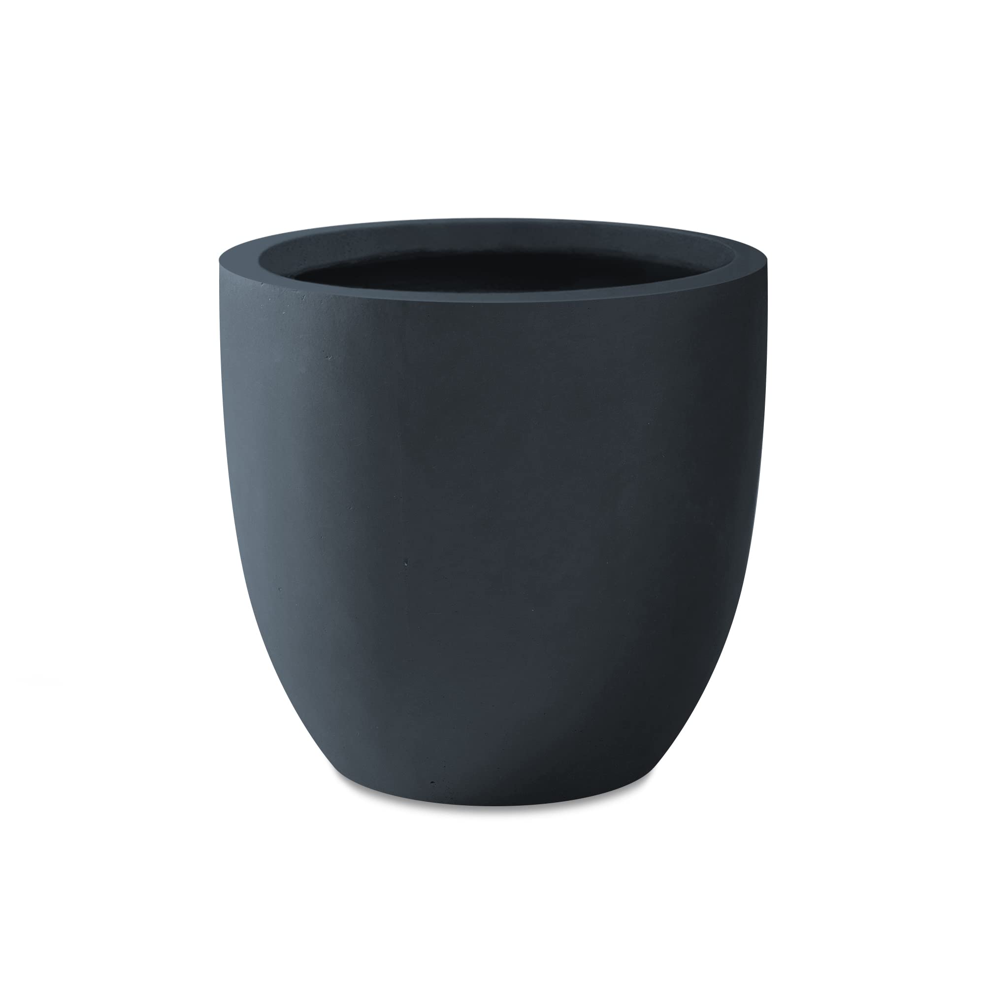 Kante Small Round Bowl Charcoal Concrete Planter 10" Dia, Outdoor