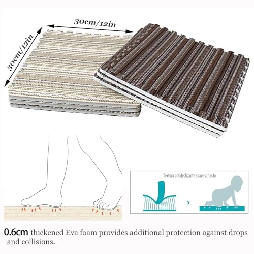 Dalles moquette emboîtables pour chambre | Tapis kaki doux et isolant - 7