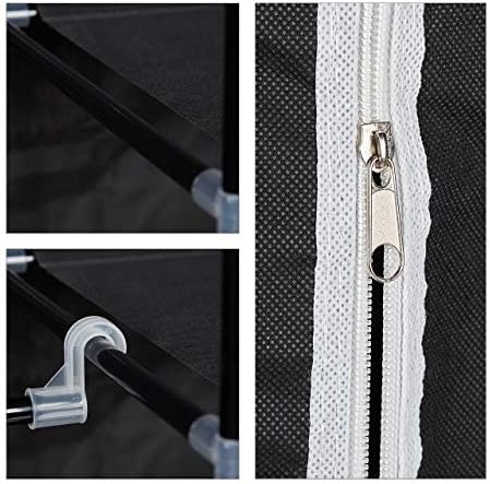 Relaxdays Folding Wardrobe VALENTIN XL Sturdy Fabric Closet, Fleece, 174 x 107 x 42.5 cm With 5 Shelves & Zipper, Black
