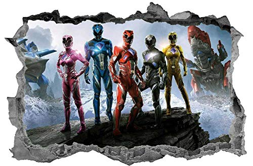 Effet 3D fracassant le mur autocollants muraux en vinyle enfants chambre fracassant décoration murale stickers-Power Rangers