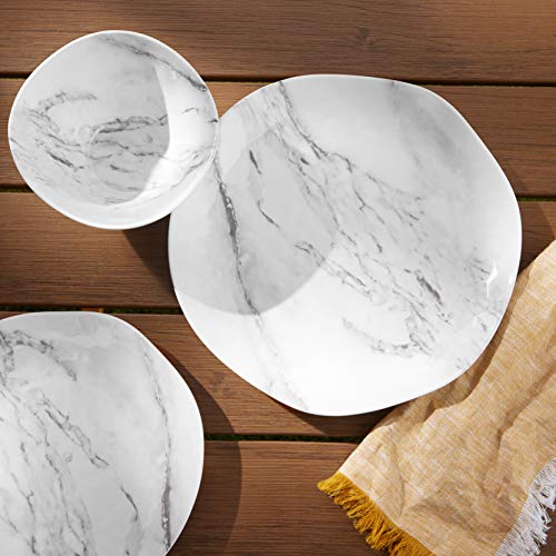 Amazon Basics Melamine Dinnerware Set, Service For 4, White Marble - Set Of 12 #TOP6