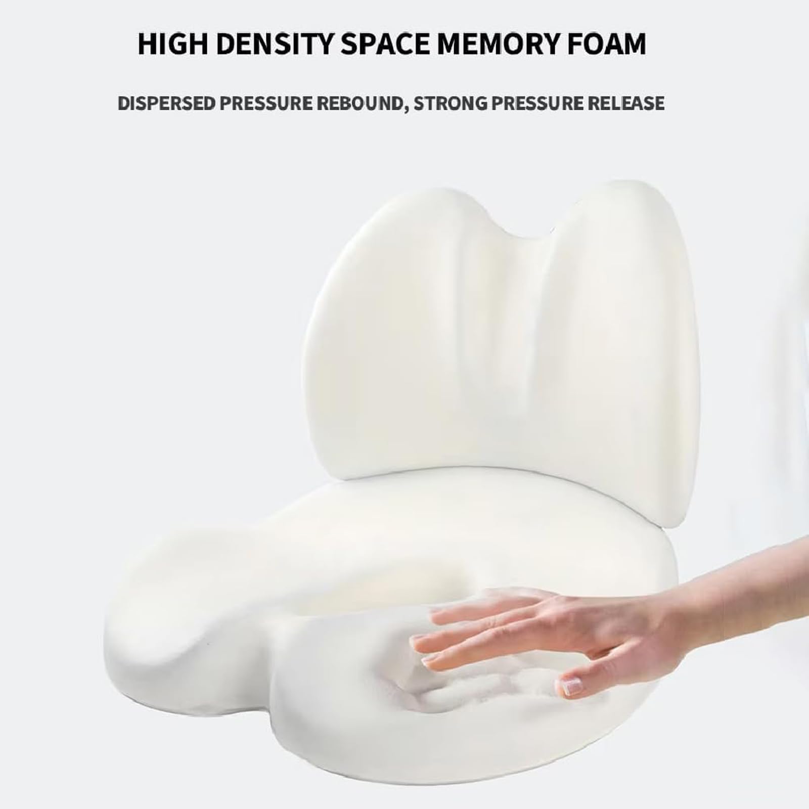 Cojín De Asiento con Memoria, Almohada Lumbar, Transpirable Y Lavable, Cojín Largo para Sentarse para Ciática, Coxis, Alivio del Dolor De Espalda Baja,Negro