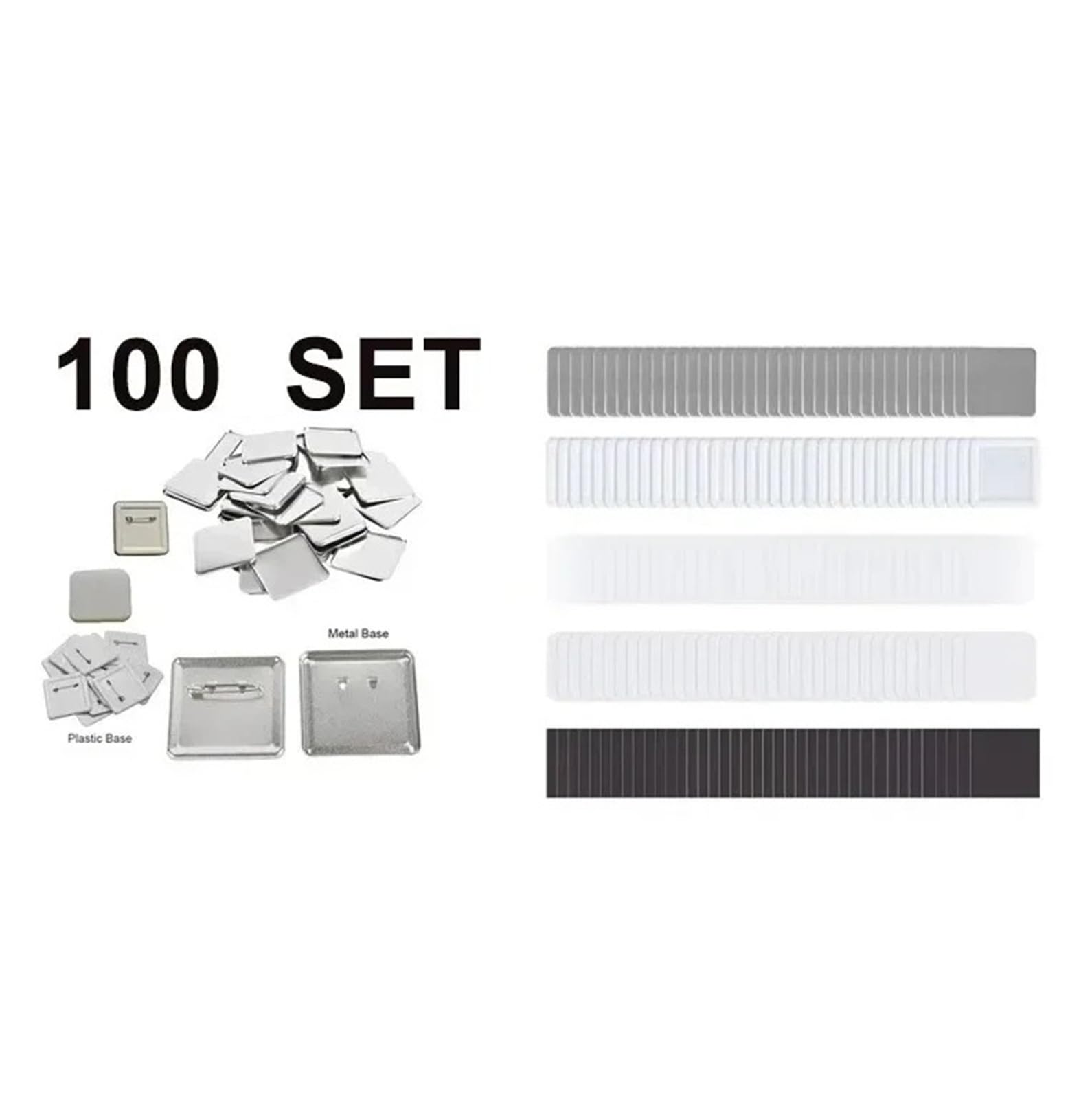 100er-Set quadratische Kunststoff-Anstecknadeln (5 x 5 cm) – Kühlschrankmagnete/Anstecknadeln – Verbrauchsmaterialien – DIY-Rohlinge – Zubehör Weit verbreitete Verwendung(Button pins)