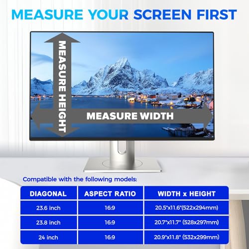 Image of Magnetic 24 Inch Computer Privacy Screen Filter for 16:9 Aspect Ratio Widescreen Monitor, Eye Protection Anti Glare Blue Light, Removable Anti-Scratch Protector