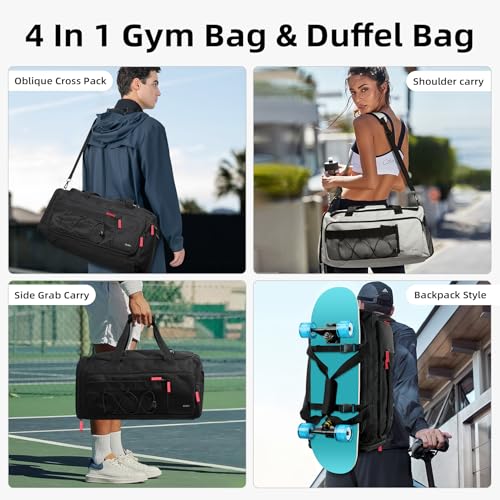 CLUCI Gym Bag for Men & Women, 35L Sports Duffle Bag for Travel,4 in 1 Weekender Bag,Overnight Backpack with Shoe Compartment,Carry on Duffel Bag for Airplane2