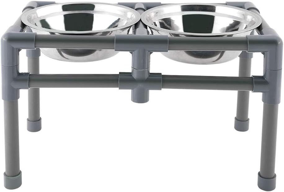 PETCEE Elevated Dog Bowls Adjustable Dog Bowl with Stand,Raised Dog Bowls with Double Premium Stainless Steel Dog Bowls