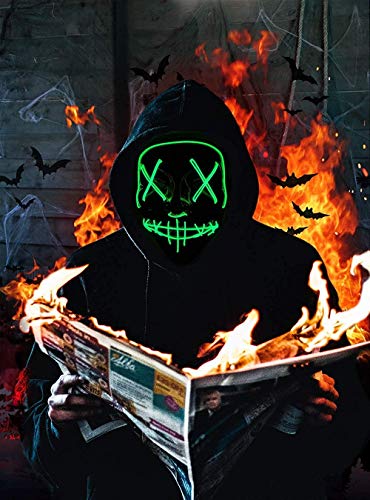 Máscara de Fantasia com LED Halloween, Carnaval, Cosplay - Verde - Owfeel