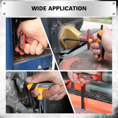 ELEAD 14-Piece T-handle Allen Wrench Set, Metric 2.5mm-10mm & SAE 1/8"-3/8" Portable Hex Key, Long Arm Allen Key Set with Storage Rack for Basic Home Repair and Mechanical Maintenance — view 7