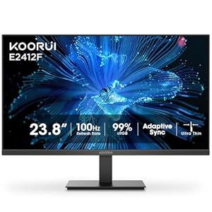 KOORUI 24 inch Computer Monitor,FHD (1920 x 1080) 100Hz 99% sRGB 3000:1,PC Desktop Monitors for Computer,HDMI/VGA Port, 100 x 100 mm VESA Mountable,Visioncare,Black