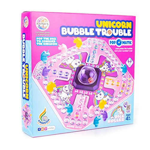 Image of RATNA's Unicorn Bubble Trouble Board Game Dice Roller For Kids 4 Years +|Pack Of 1, Multicolor