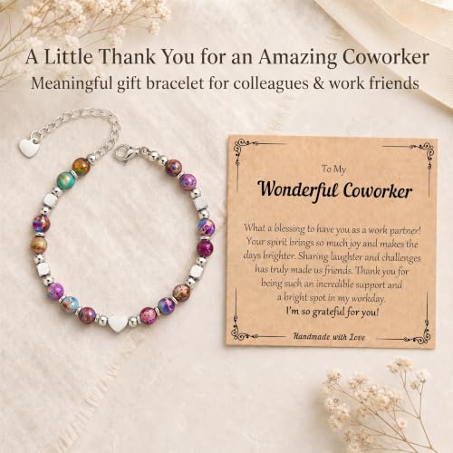 Image of Gifts for Women & Girl, Healing Natural Stone Beads Heart Bracelets with Quote Card, Back to School Valentines Mothers Day Graduation Christmas Birthday Gifts