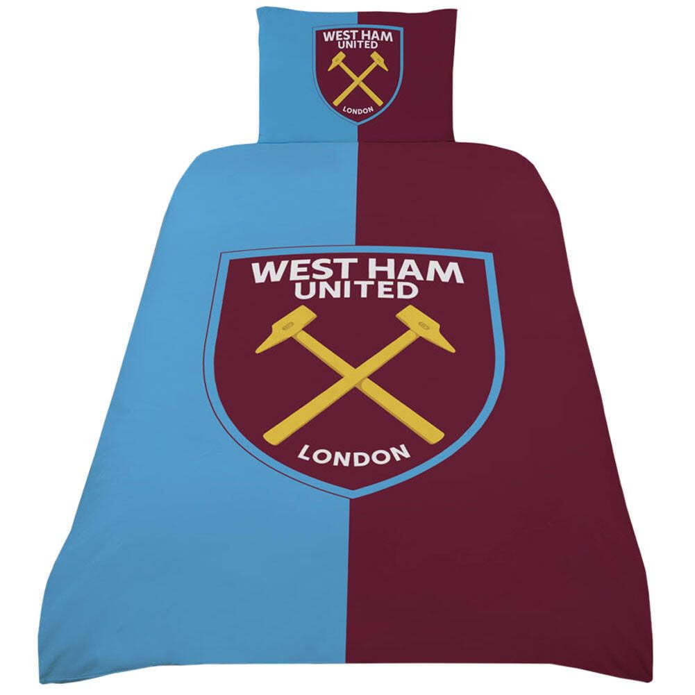 dreamtex Football Themed Claret Sky Single Duvet Cover & Pillowcase Set - Reversible 100% Cotton Bedding Duvet Cover with Pillow Case - Comfortable & Breathable Duvet Cover