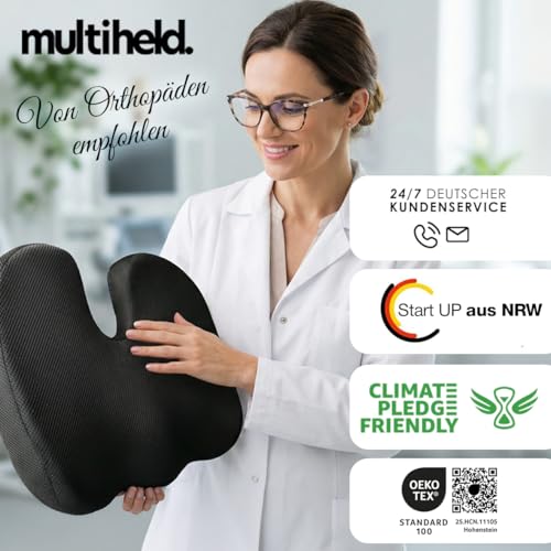 Sitzkissen orthopädisch Steißbeinkissen in 3 Härtegraden ergonomisch geformt aus Memory Foam zur Druckentlastung beim langen Sitzen, geeignet für Bürostuhl, Auto, Homeoffice & Alltag (Medium 60-90 kg)