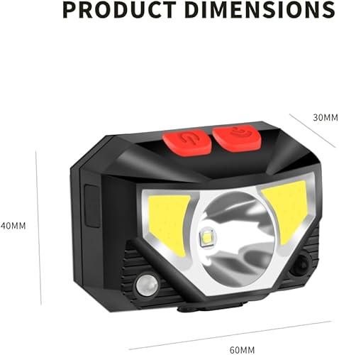 Miniatura 7 de Linterna frontal ultraligera LED brillante IPX5, impermeable, recargable, con sensor de cabeza con 3 cuentas de lámpara, 6 modos para acampar al