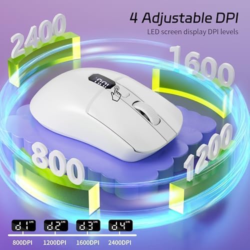 Uciefy U8 Bluetooth Wireless Mouse, Rechargeable,LED Mice for Laptop-White — view 4