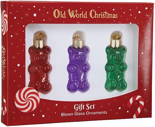 Old World Christmas Jelly Bear Set Glass Blown Ornament for Christmas Tree