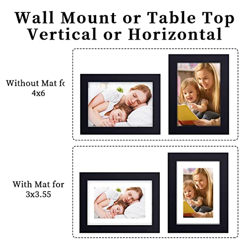 Fsinnsuzi 4X6 Picture Frame Set Of 6, Display Pictures 3.5X5 With Mat Or 4X6 Without Mat, Multi Photo Frames Collage For Wall Or Tabletop Display, Black #TOP1