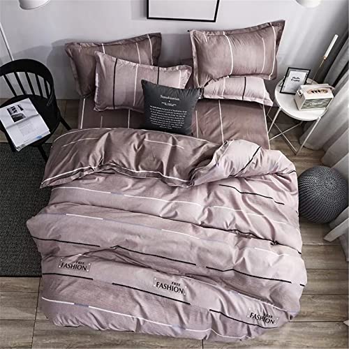 GOLDEN HOME 6-Pece King Size Cotton Duvet Cover Set, Microfibre Super Soft Cotton, Includes 1xDuvet Cover 220x240cm,1×Fitted Sheet 200x200+30 cm,4xPillow cases 50x75 cm (King Size, 007)