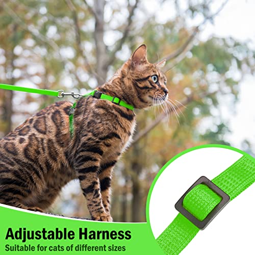 Pupteck Adjustable Cat Harness Nylon Strap Collar With Leash Green #TOP4