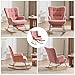 Furniliving Nursery Rocking Chair Modern Armchair Upholstered Glider Rocking Chair Accent Chair with Retractable Footrest Reading Chair with High Backrest Solid Wood Base for Bedroom, Pink, Teddy