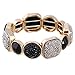 D EXCEED Women's Diamond Cluster Black and Grey Resin Stone Stretch Bangle Bracelet, 7" (Black)